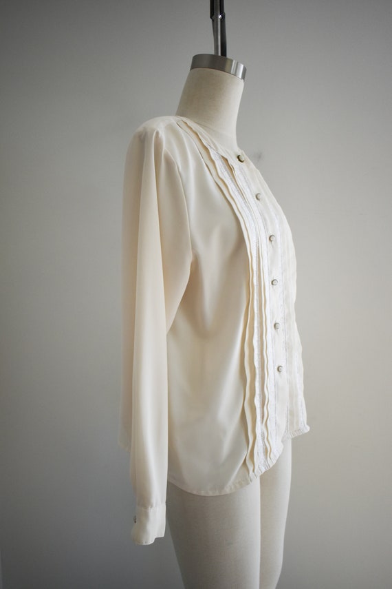 1990s Cream Pleated Blouse - image 4