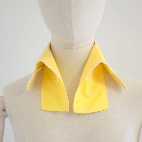 1940s/50s Yellow Cotton Collar with Lace Trim - image 1