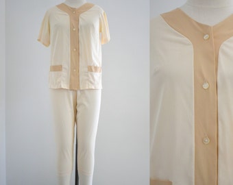 1960s Munsingwear Beige Pajamas