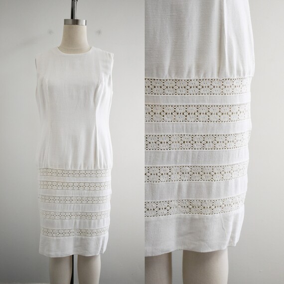 Cream lace shift dress hotsell