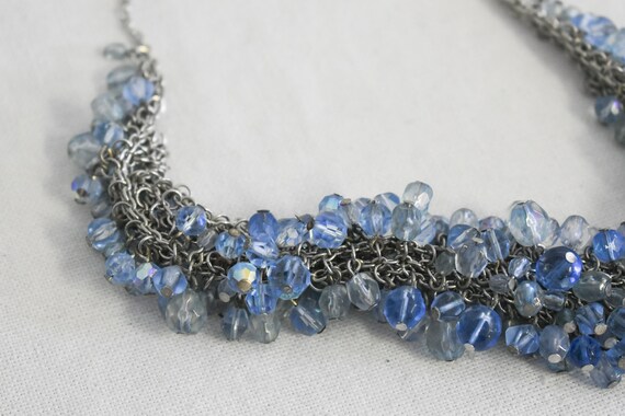 Vintage Blue Glass Bead Charm Necklace - image 4