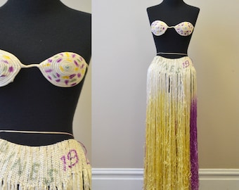 1940s Silk Fringe Skirt and Bra Top Costume