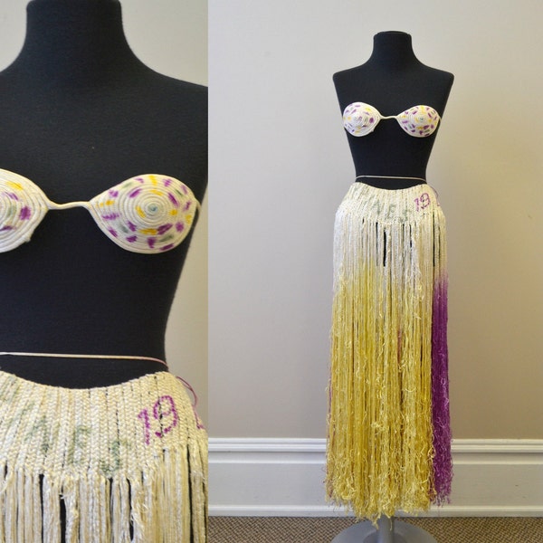 1940s Silk Fringe Skirt and Bra Top Costume