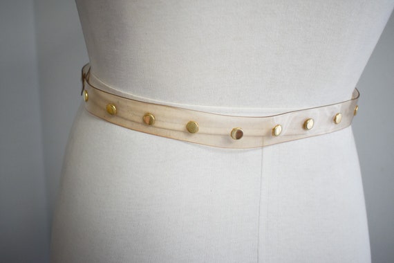 1980s/90s Clear Vinyl and Gold Metal Stud Belt - image 5