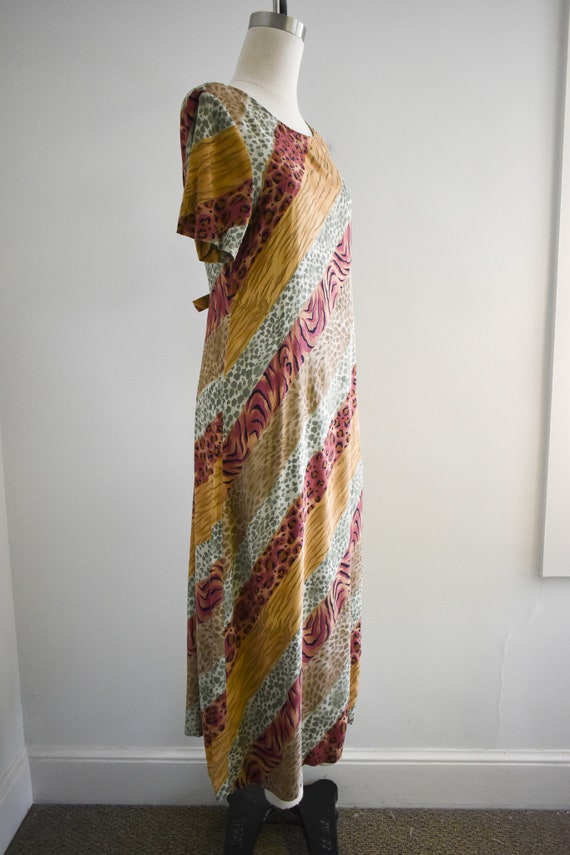 1990s Striped Animal Print Maxi Dress - image 4