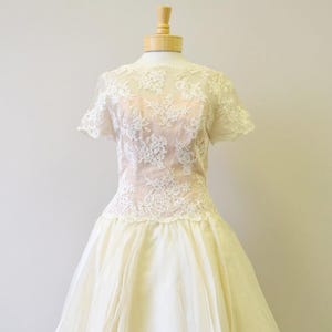 1950s Mr. Frank Cream Lace and Organdy Dress