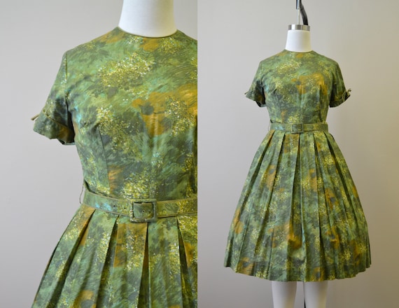 1950s Autumn Print Cotton Day Dress