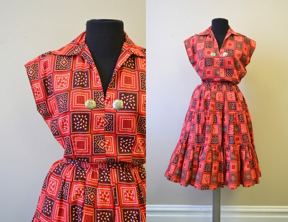 1950s Aspen Sportswear Bandana Print Patio Blouse