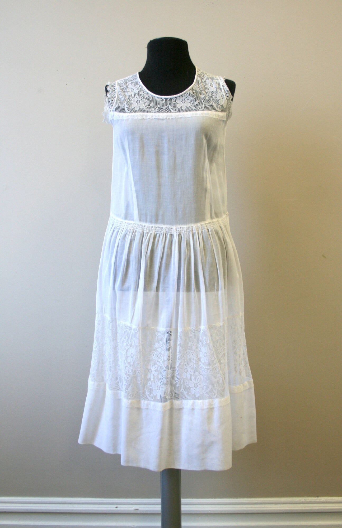 1920s White Voile and Lace Dress - Etsy