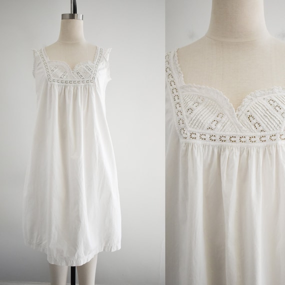 【返品送料無料】 Night Cotton White Antique Gown Etsy - ワンピース