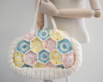 1960s Simon Pastel Raffia Handbag