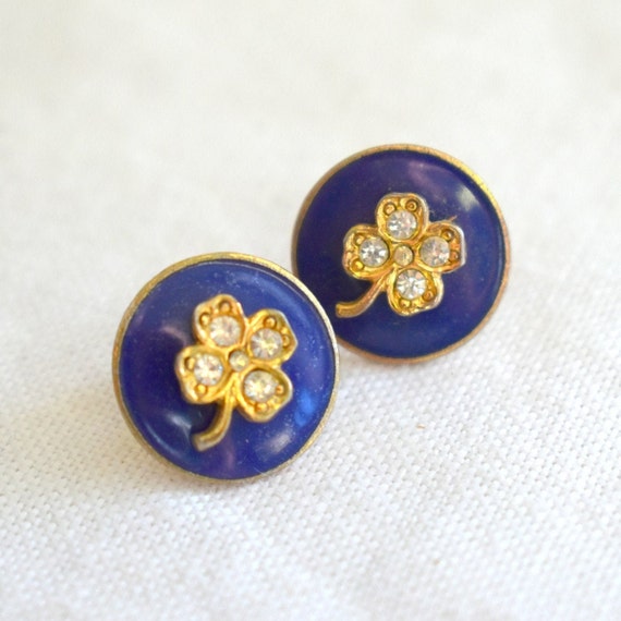 1940s/50s Lisner Four Leaf Clover Enamel and Rhine