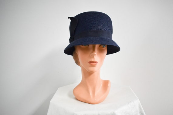 1960s Mod Navy Straw Hat - image 2
