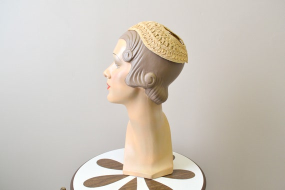 1930s Cream Straw Juliet Cap - image 2