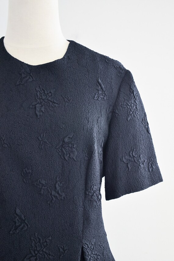 1990s Black Textured Dress - image 2