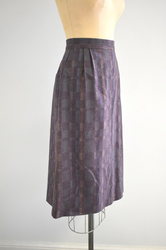 1980s Eva Purple Wool Blend Midi Skirt - image 5