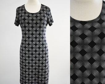 1990s Black Slinky Knit Dress