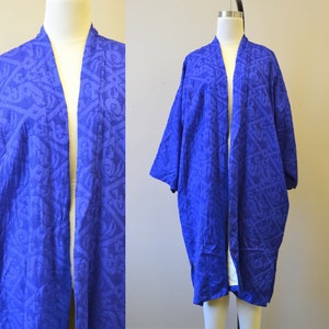 1970s Vivid Blue Silk Chinese Dragon Coat, Made in France