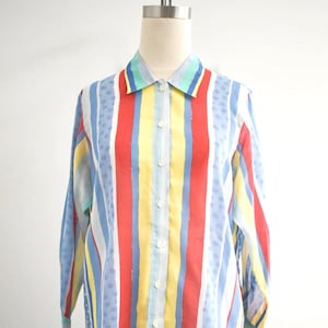 1990s Sheer Striped Blouse