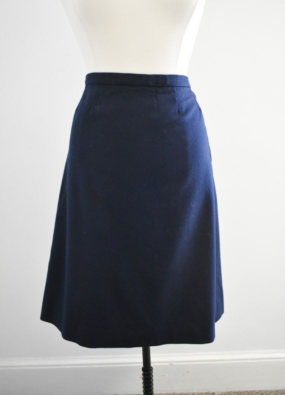 1990s Pendleton Navy Wool Pencil Skirt - image 4