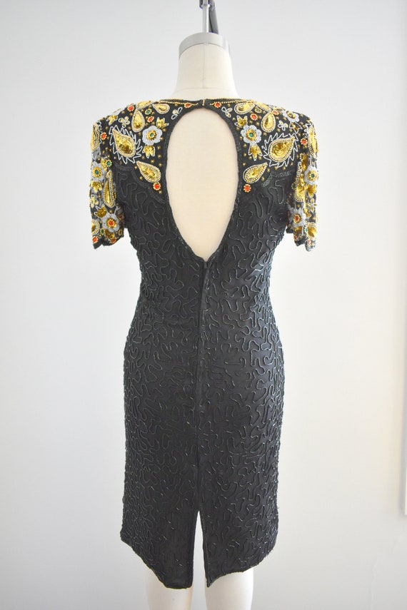 1990s Beaded and Sequin Cocktail Dress - image 5