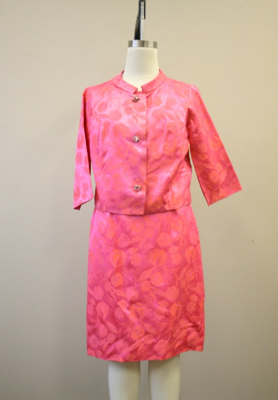 1960s Roberta Lee Pink Brocade Three Piece Skirt … - image 2