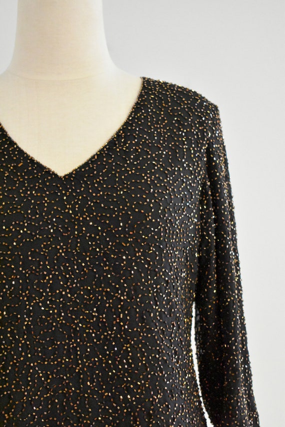 1990s Copper Beaded Blouse - image 3