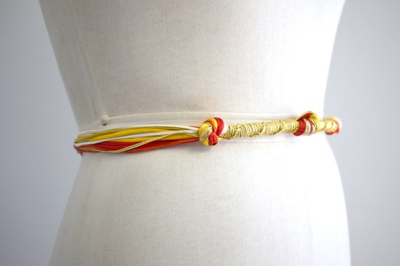 1980s Red and Gold Cord Tie Belt - image 2