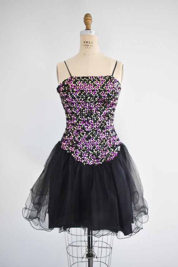 1980s Sequin Party Mini Dress - image 3