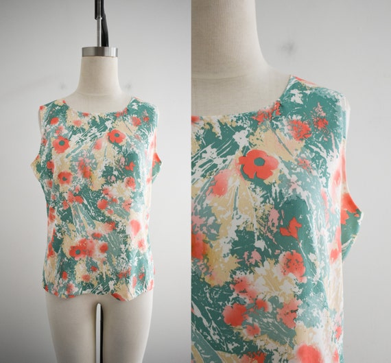 1970s Floral Blouse and Tank Set - image 6