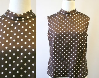 1960s Brown Polka Dot Blouse