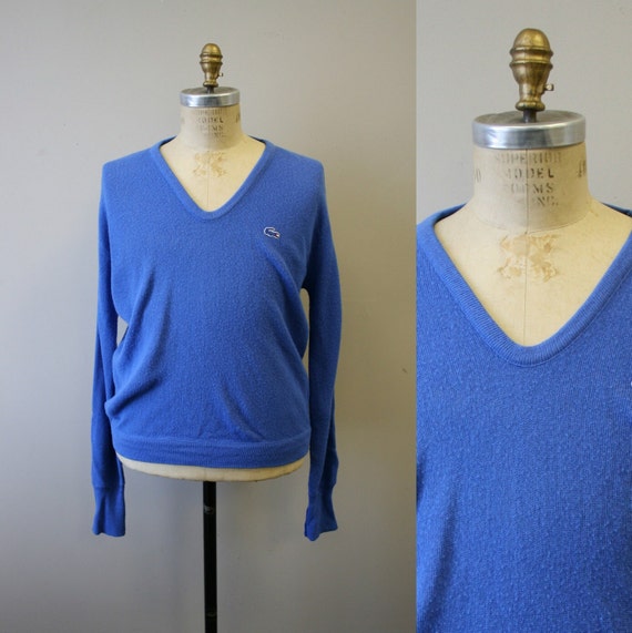 1970s Izod Lacoste Blue Men's Sweater