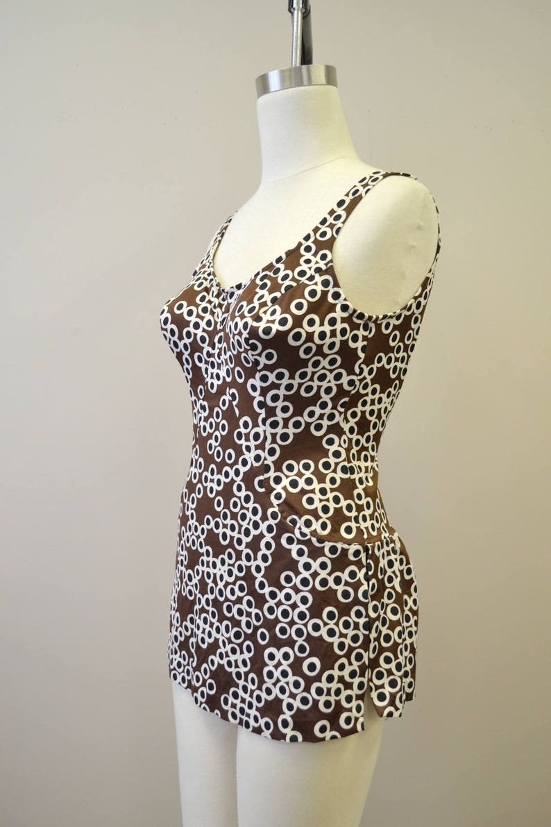 1960s Jantzen Brown Print Swimsuit image 3