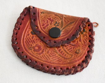 Vintage Tiny Embossed Leather Change Purse