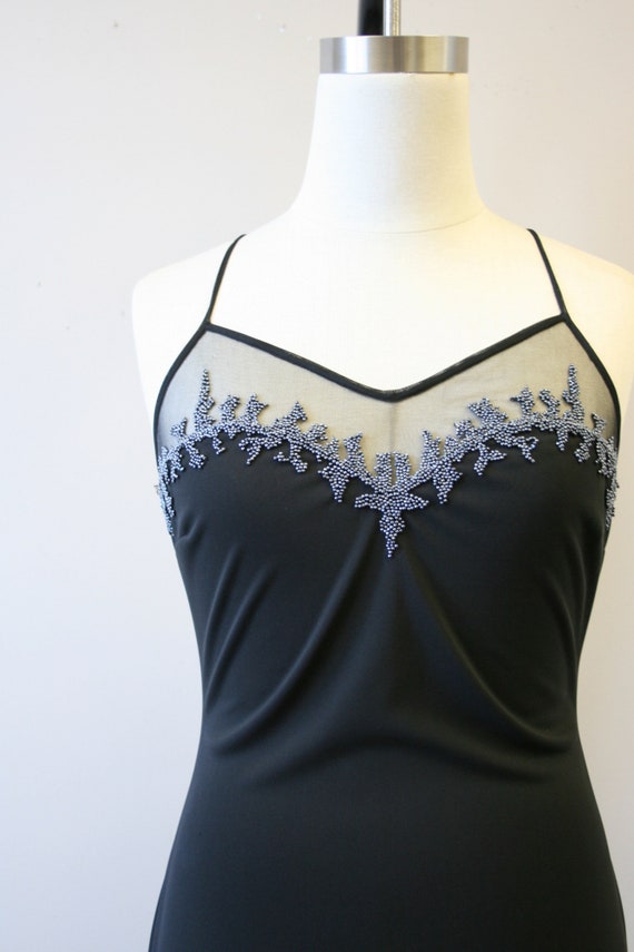 1990s Cache Black Beaded Slip Dress - image 3