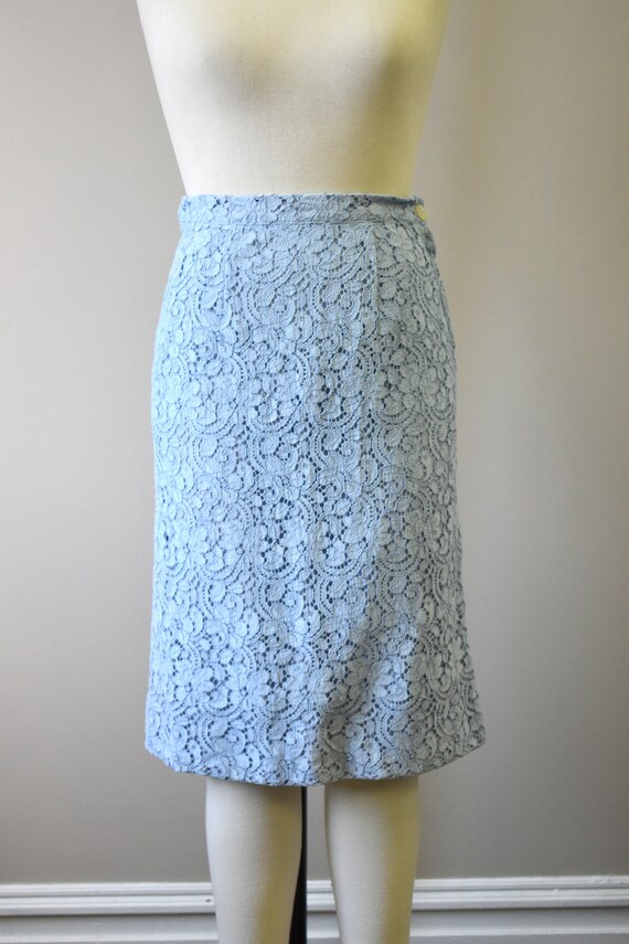 1960s Leslie Fay Blue Lace Jacket and Skirt - Gem