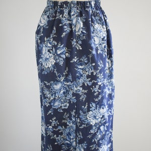 1980s Floral Denim Midi Skirt image 6