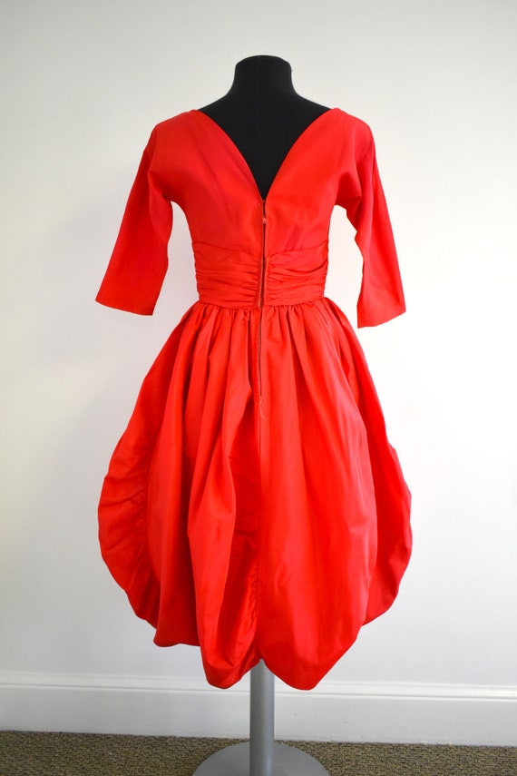 1950s Red Taffeta Dress - image 5