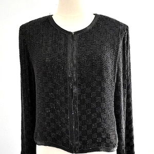 1990s Scala Black Silk Beaded Jacket