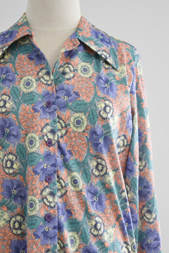 1970s Floral Knit Blouse - image 3