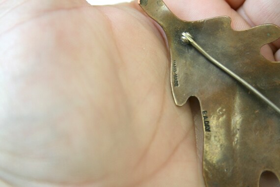 1950s Emily A. Day Large Copper Oak Leaf Brooch - image 6