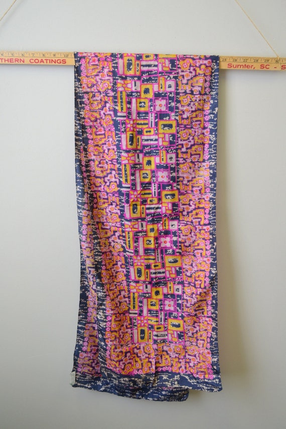 1970s Indian Silk Print Scarf - image 5