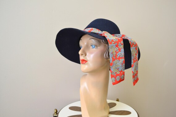 1960s Betmar Navy Wide Brimmed Hat