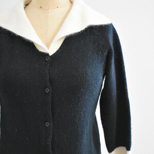 1980s Black and Cream Cardigan Sweater image 2