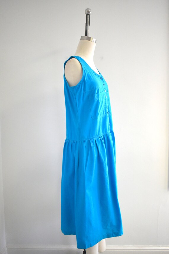 1980s Turquoise Jumper Dress - image 4