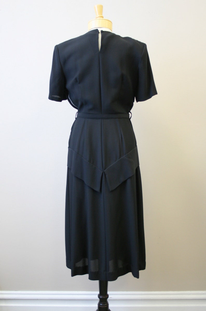 1940s Black Horizontal Pleats Dress image 5