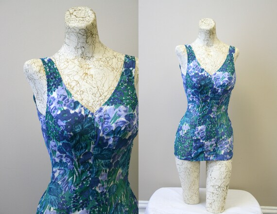 1950s Floral Mesh Swimsuit