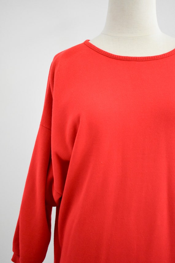 1980s Red Sweatshirt Tunic/Mini Dress - image 2