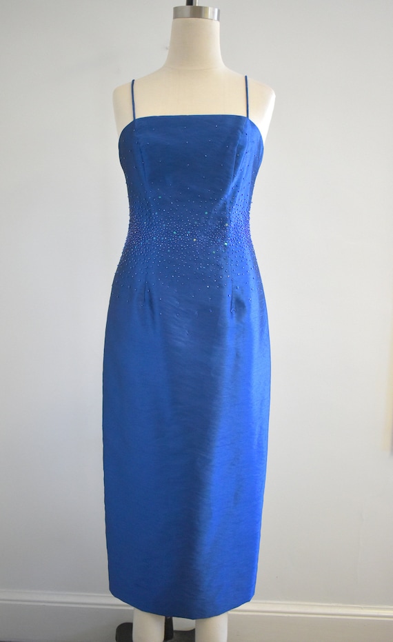 1990s Midnight Blue Midi Dress - image 2
