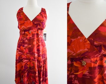 1990s NOS Red Floral Dress